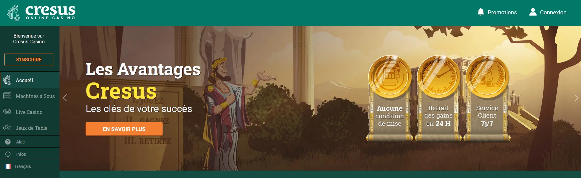 Bannière casino Cresus