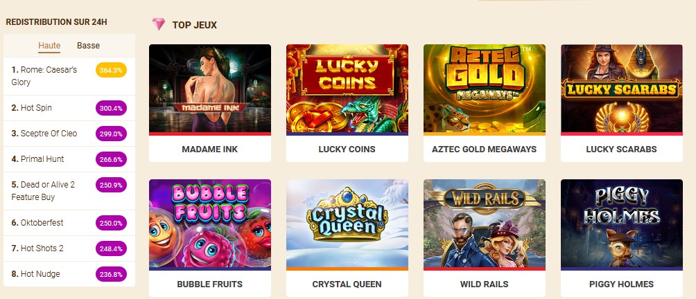 Les jeux chez Wild Sultan
