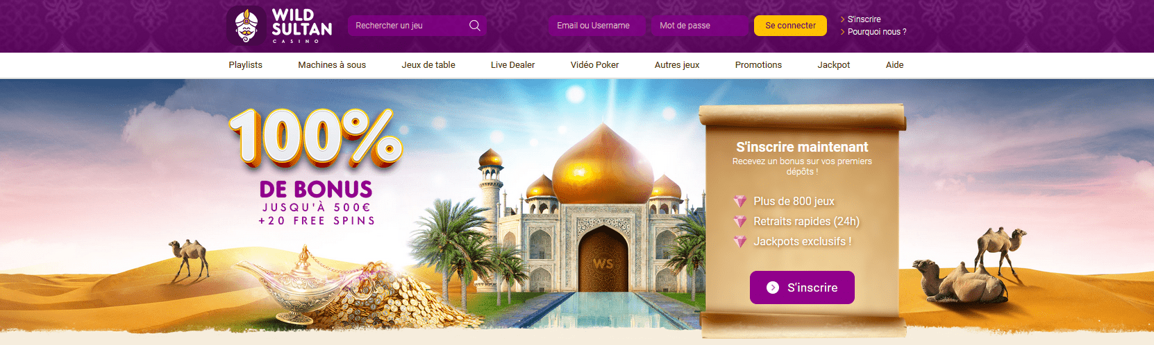 Bannière du casino Wild Sultan